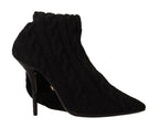 Schwarze Stretch-Socken kniehohe Stiefeletten