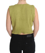 Grüner ärmelloser Strickpullover aus Baumwollmischung