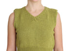 Grüner ärmelloser Strickpullover aus Baumwollmischung
