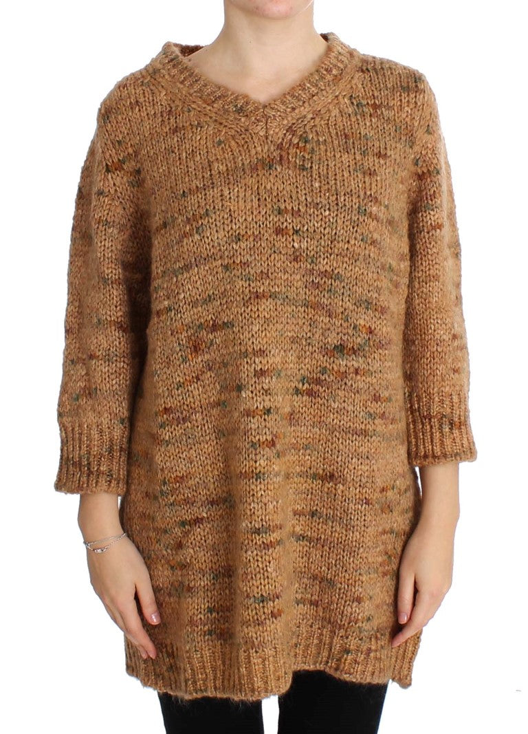 Brauner Strickpullover aus Wollmischung im Oversize-Schnitt