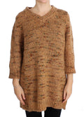 Brauner Strickpullover aus Wollmischung im Oversize-Schnitt