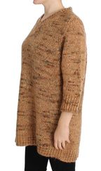 Brauner Strickpullover aus Wollmischung im Oversize-Schnitt