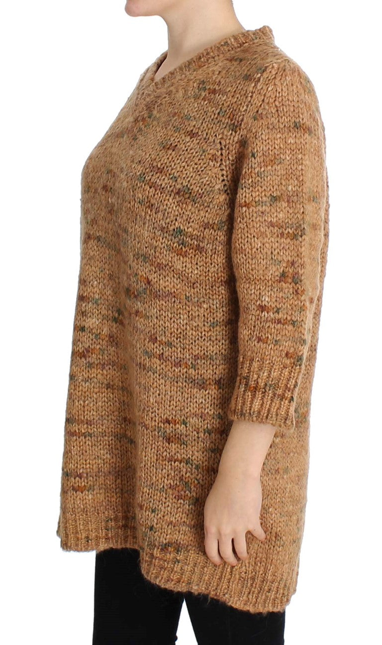 Brauner Strickpullover aus Wollmischung im Oversize-Schnitt