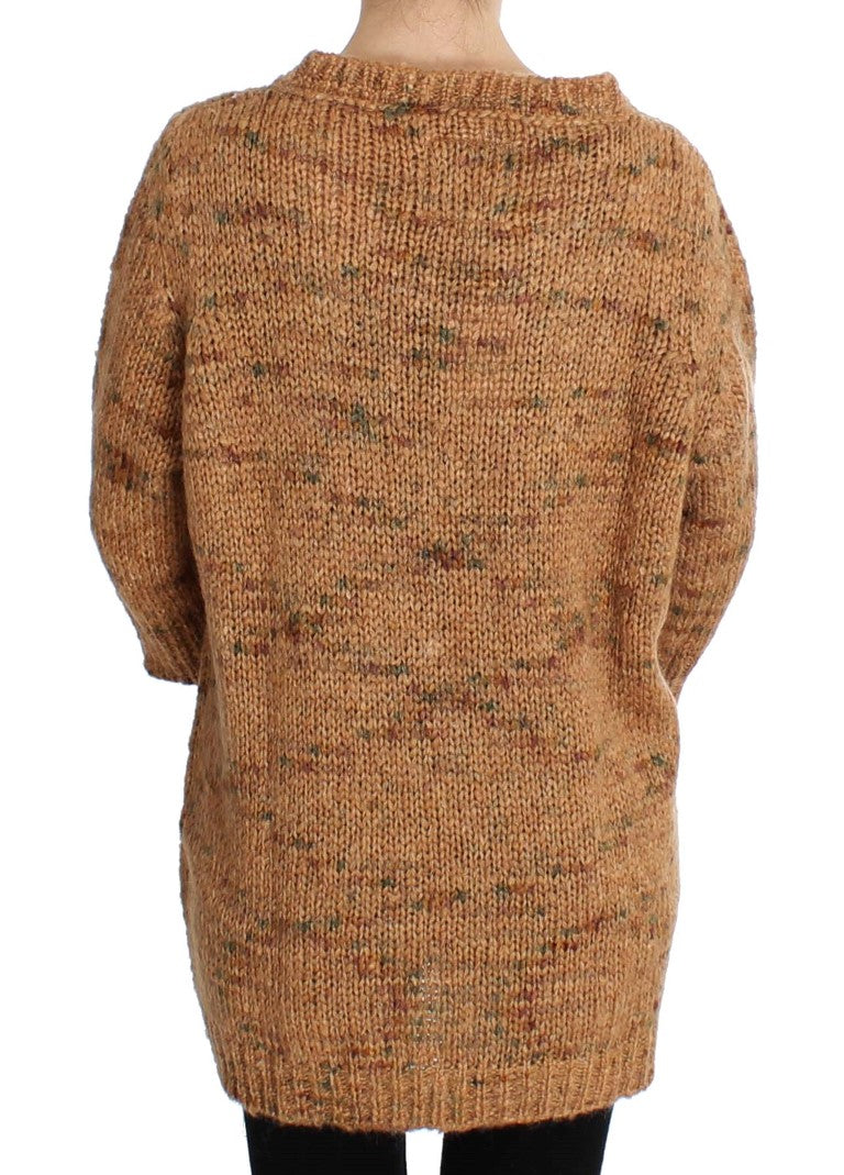 Brauner Strickpullover aus Wollmischung im Oversize-Schnitt