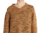 Brauner Strickpullover aus Wollmischung im Oversize-Schnitt