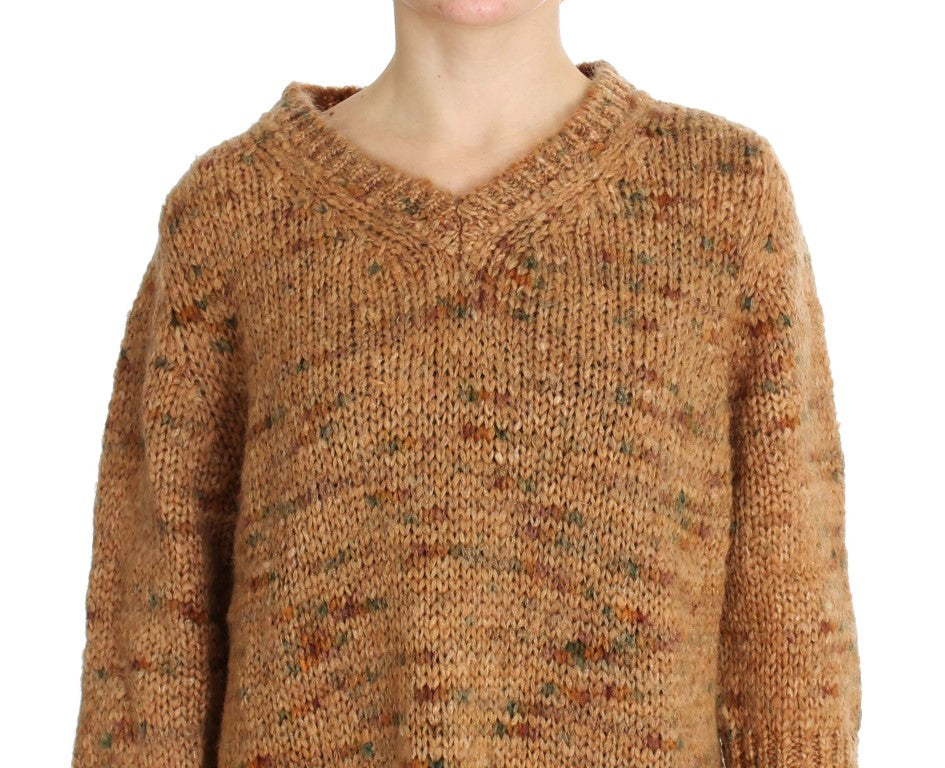 Brauner Strickpullover aus Wollmischung im Oversize-Schnitt
