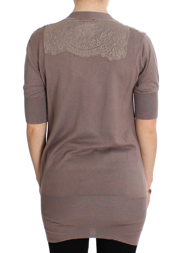 Lila Spitzen-Baumwollstrickjacke
