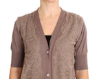 Lila Spitzen-Baumwollstrickjacke