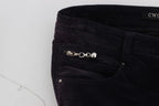 Purple Cropped Corduroys Jeans