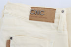 White Cotton Stretch Flare Jeans