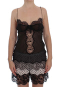 Schwarzes Seiden-Spitzen-Babydoll-Dessous-Oberteil