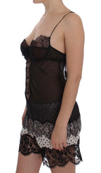 Schwarzes Seiden-Spitzen-Babydoll-Dessous-Oberteil