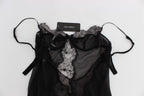 Schwarzes Seiden-Spitzen-Babydoll-Dessous-Oberteil