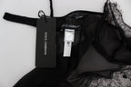 Schwarzes Seiden-Spitzen-Babydoll-Dessous-Oberteil