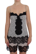 Schwarzes Seiden-Spitzen-Babydoll-Dessous-Oberteil