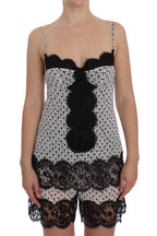 Schwarzes Seiden-Spitzen-Babydoll-Dessous-Oberteil