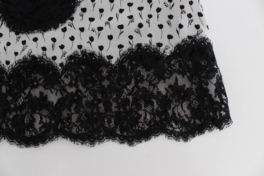 Schwarzes Seiden-Spitzen-Babydoll-Dessous-Oberteil