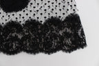 Schwarzes Seiden-Spitzen-Babydoll-Dessous-Oberteil