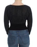 Gray Knit Wool Cardigan Sweater