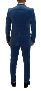 Blauer Samt-Anzug SICILIA Slim Fit, 2-teilig