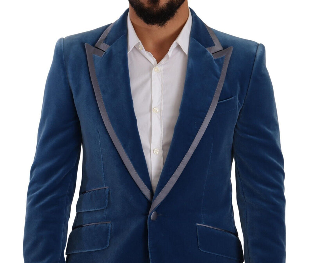 Blauer Samt-Anzug SICILIA Slim Fit, 2-teilig