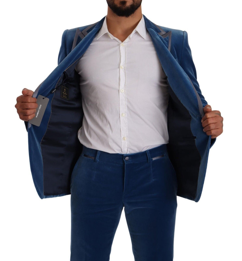 Blauer Samt-Anzug SICILIA Slim Fit, 2-teilig