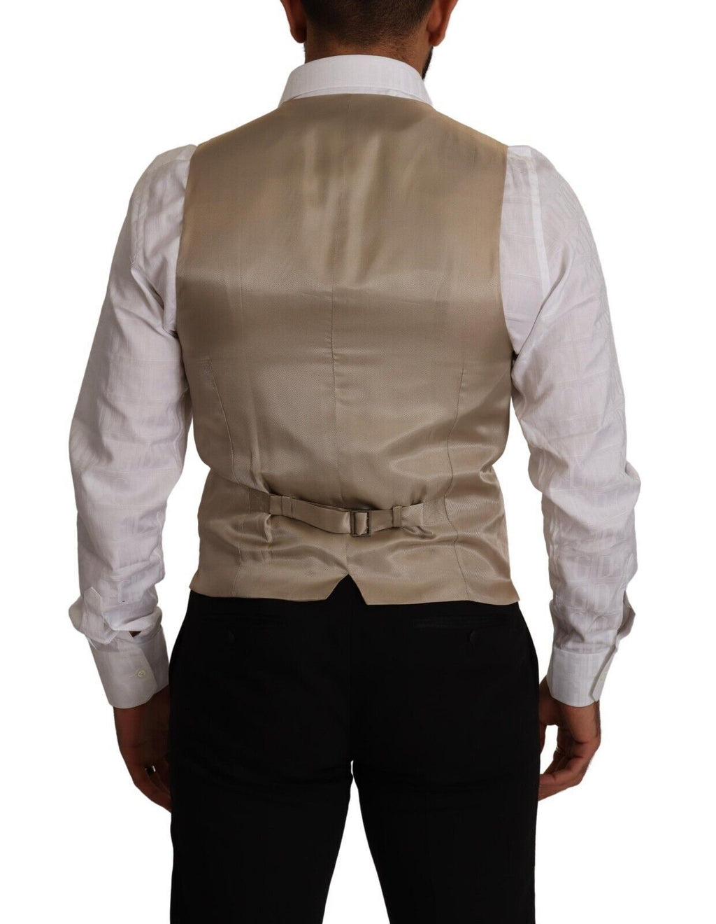 Beige Baumwollseide Slim Fit Weste