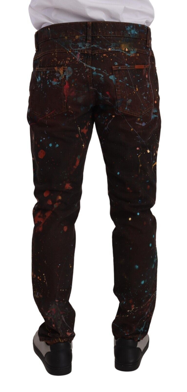 Brown Splash Color Baumwolle Regular Denim Jeans