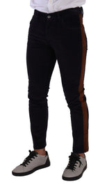 Blue Cotton Stretch Skinny Corduroy Jeans