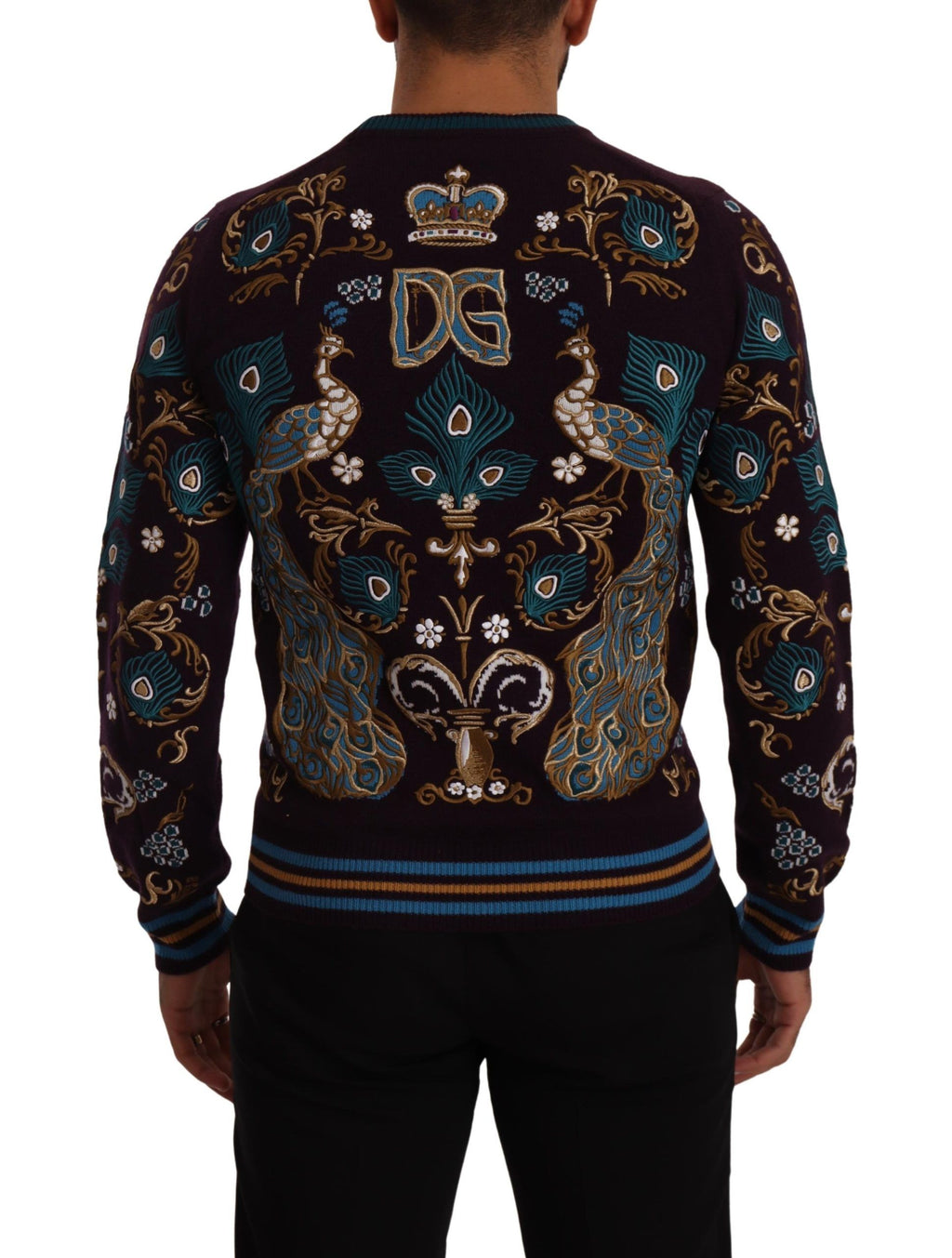 Bordeaux Kaschmir-Pullover mit DG Crown Stickerei