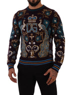 Bordeaux Kaschmir-Pullover mit DG Crown Stickerei