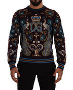 Bordeaux Kaschmir-Pullover mit DG Crown Stickerei