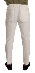 Weiße Cord-Röhrenhose aus Baumwolle
