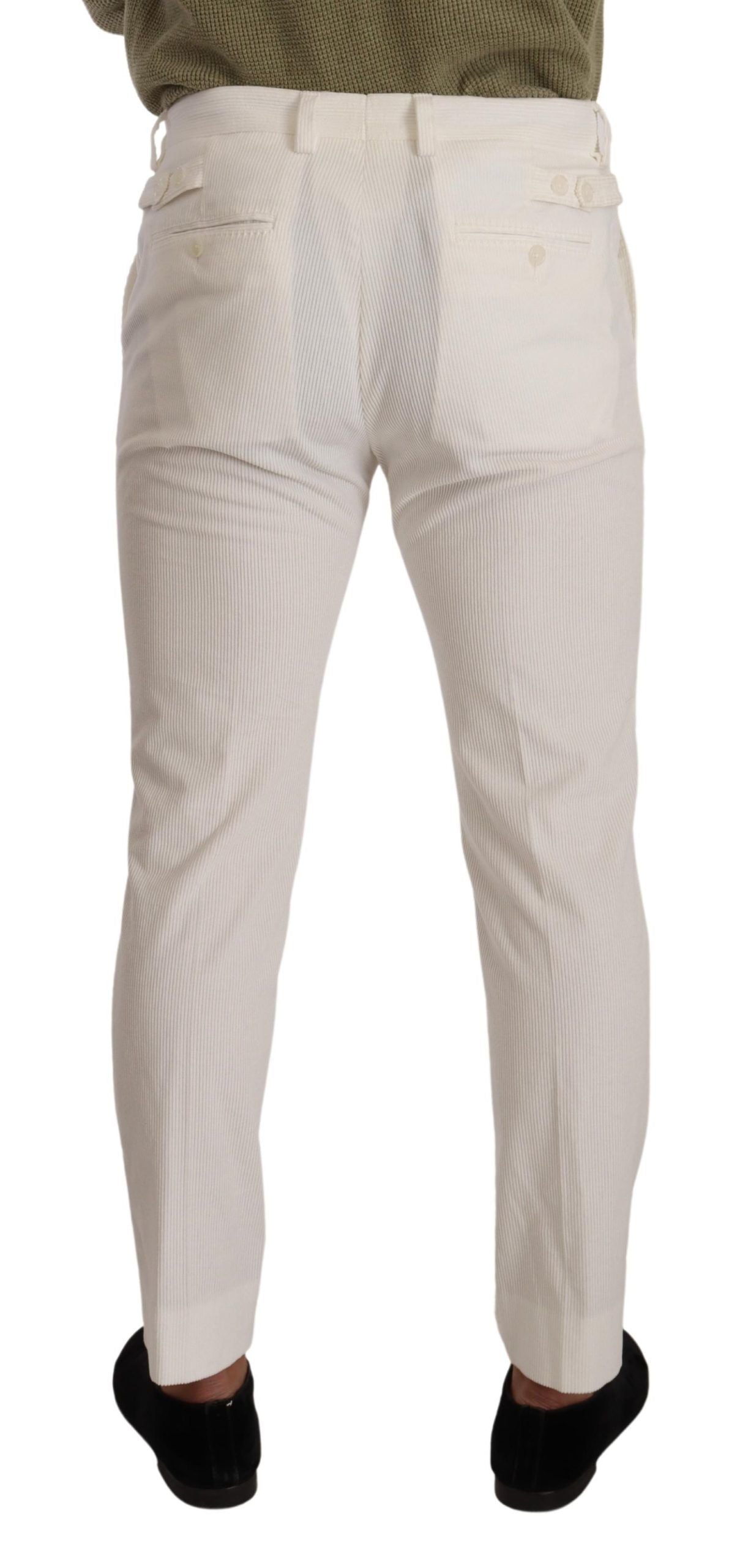 Weiße Cord-Röhrenhose aus Baumwolle