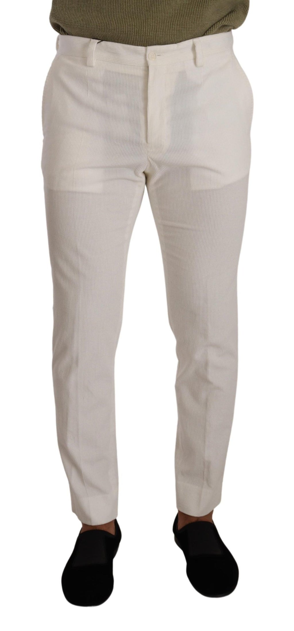 Weiße Cord-Röhrenhose aus Baumwolle