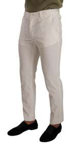 Weiße Cord-Röhrenhose aus Baumwolle