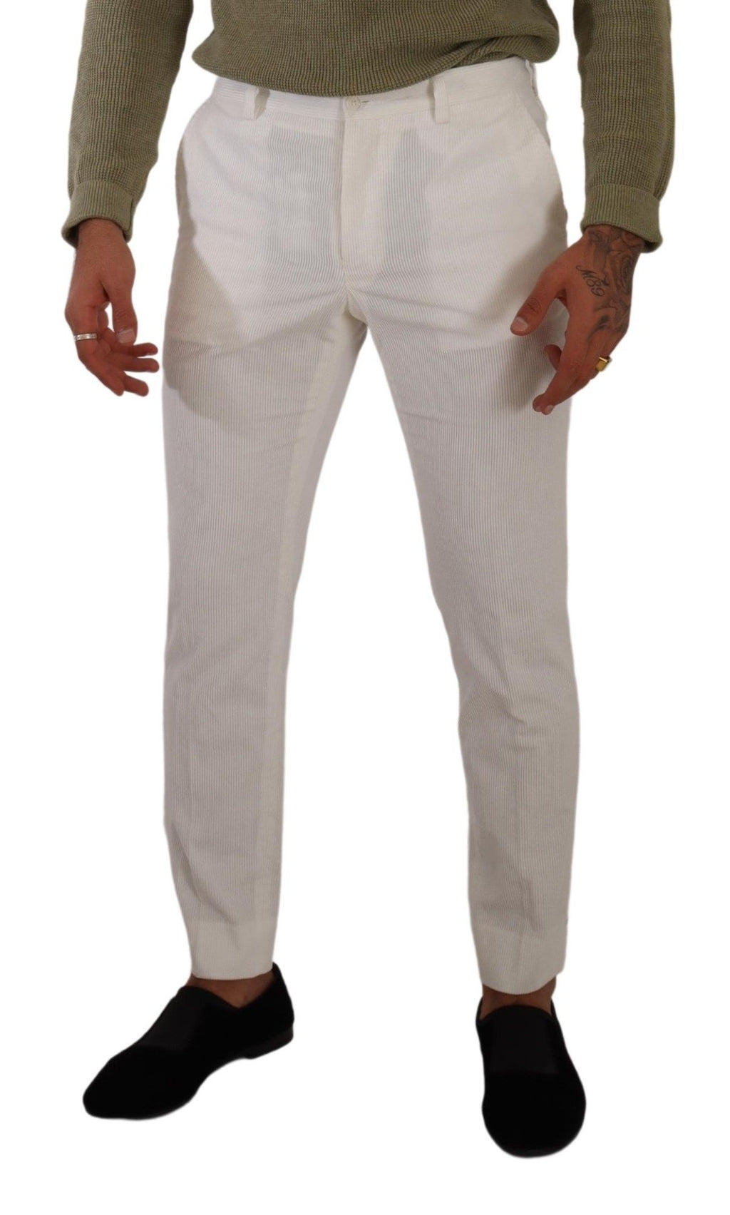 Weiße Cord-Röhrenhose aus Baumwolle