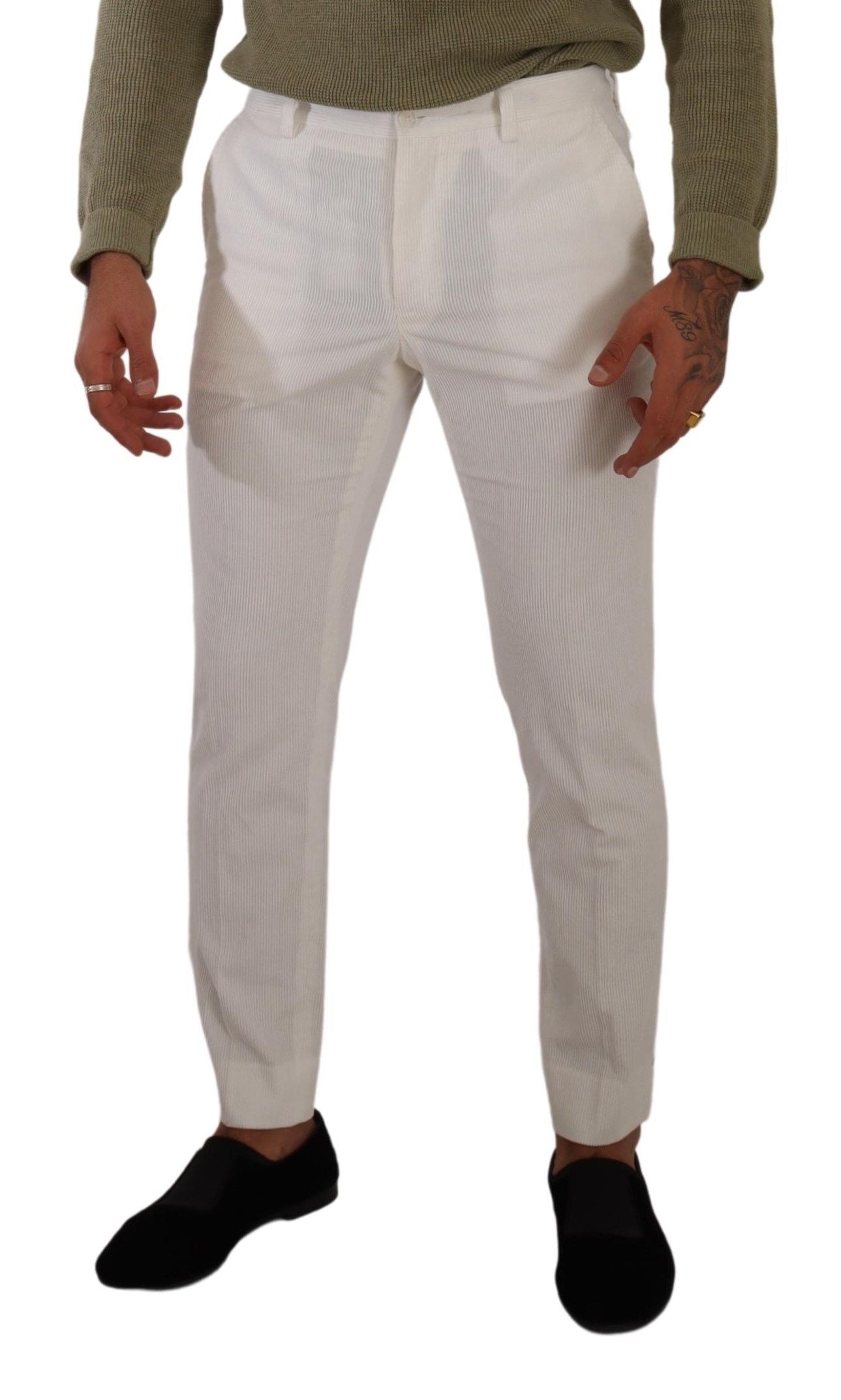 Weiße Cord-Röhrenhose aus Baumwolle