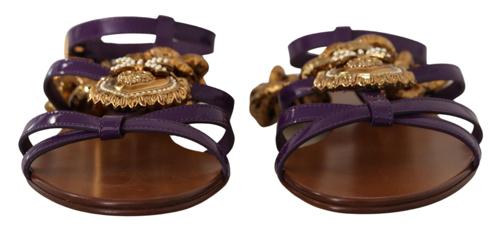 Lila Leder Devotion Ballerinas Sandalen Schuhe