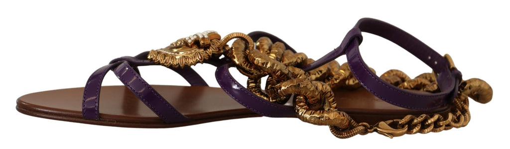 Lila Leder Devotion Ballerinas Sandalen Schuhe