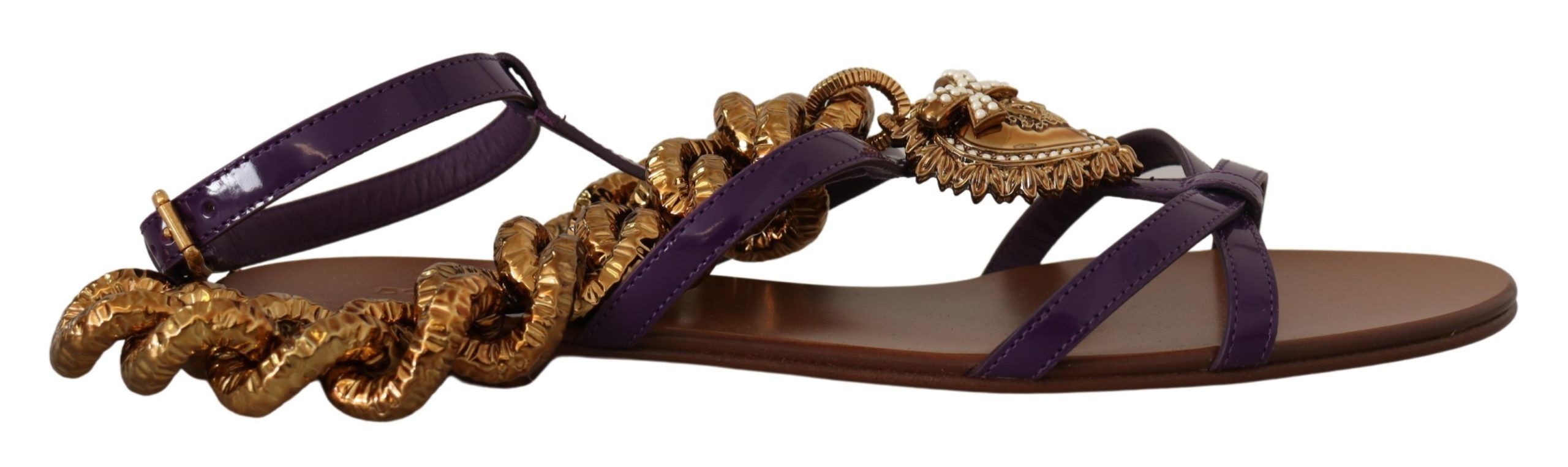 Lila Leder Devotion Ballerinas Sandalen Schuhe