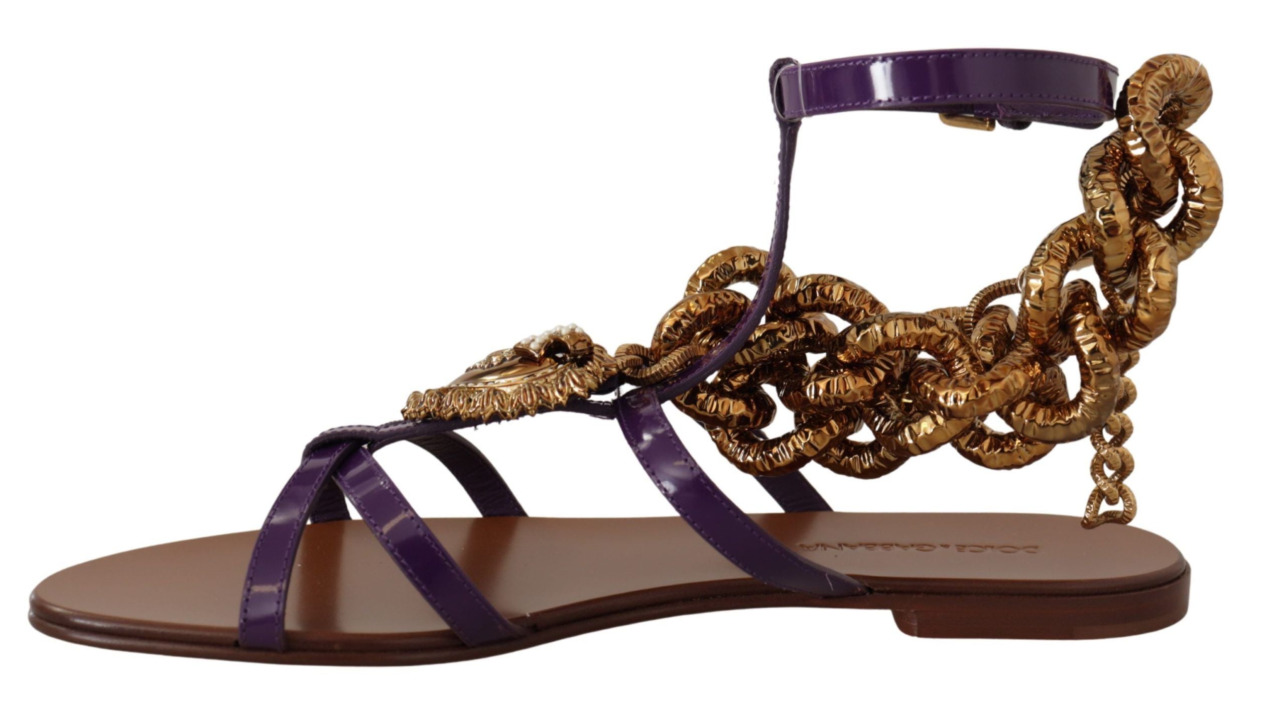 Lila Leder Devotion Ballerinas Sandalen Schuhe