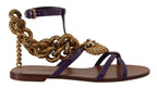 Lila Leder Devotion Ballerinas Sandalen Schuhe