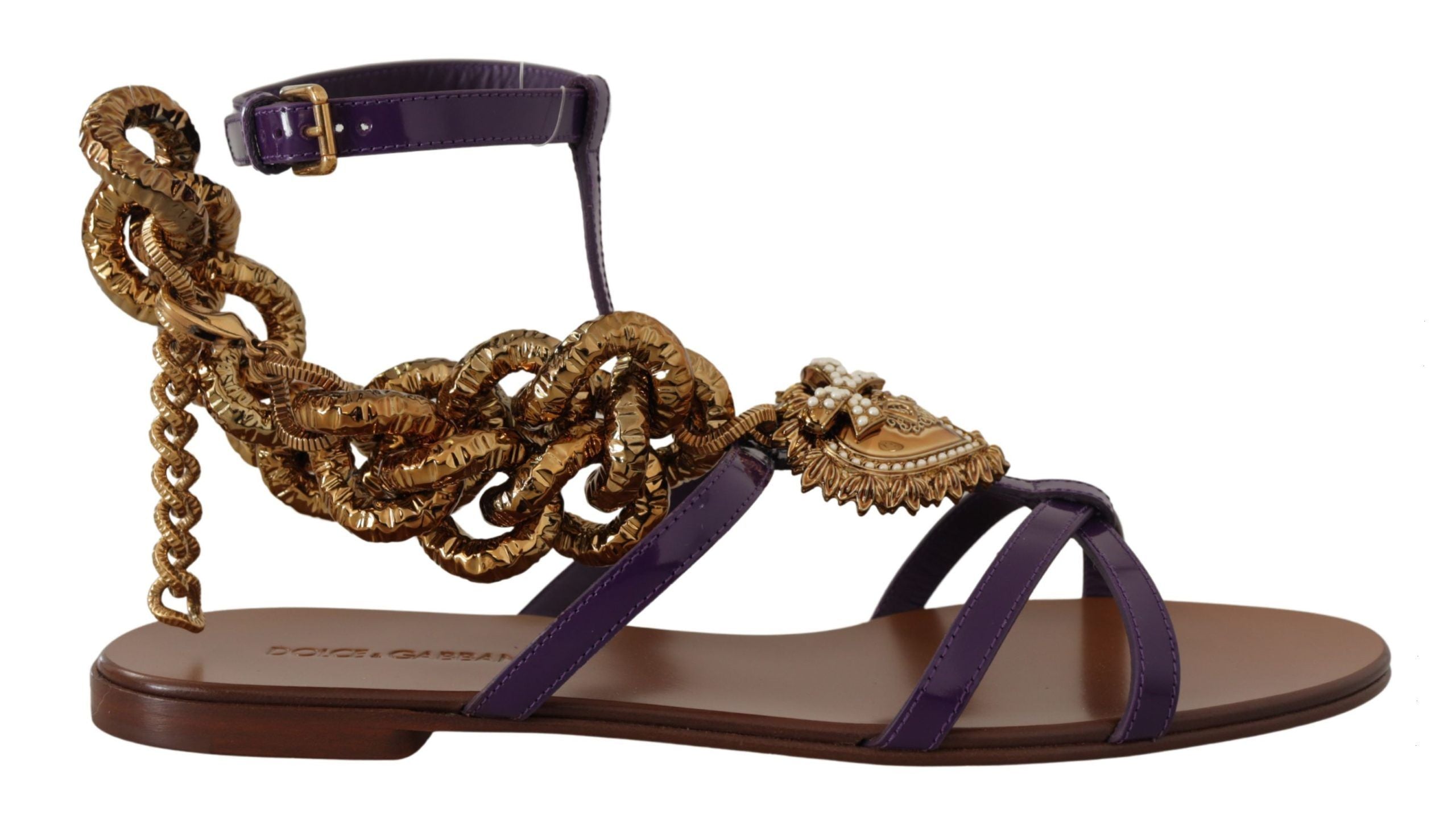 Lila Leder Devotion Ballerinas Sandalen Schuhe
