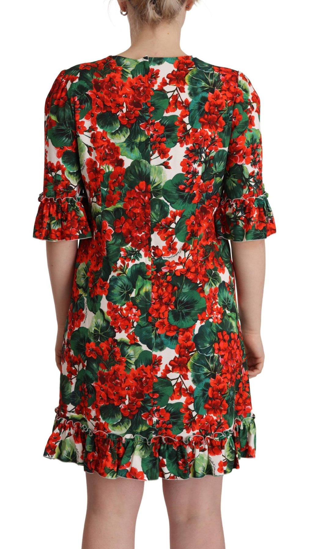 Mehrfarbiges rotes florales Shift-Kleid