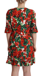 Mehrfarbiges rotes florales Shift-Kleid