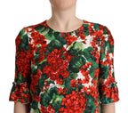 Mehrfarbiges rotes florales Shift-Kleid
