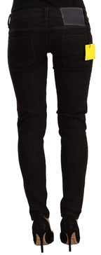 Schwarze Skinny-Jeans aus Baumwolle mit niedriger Taille