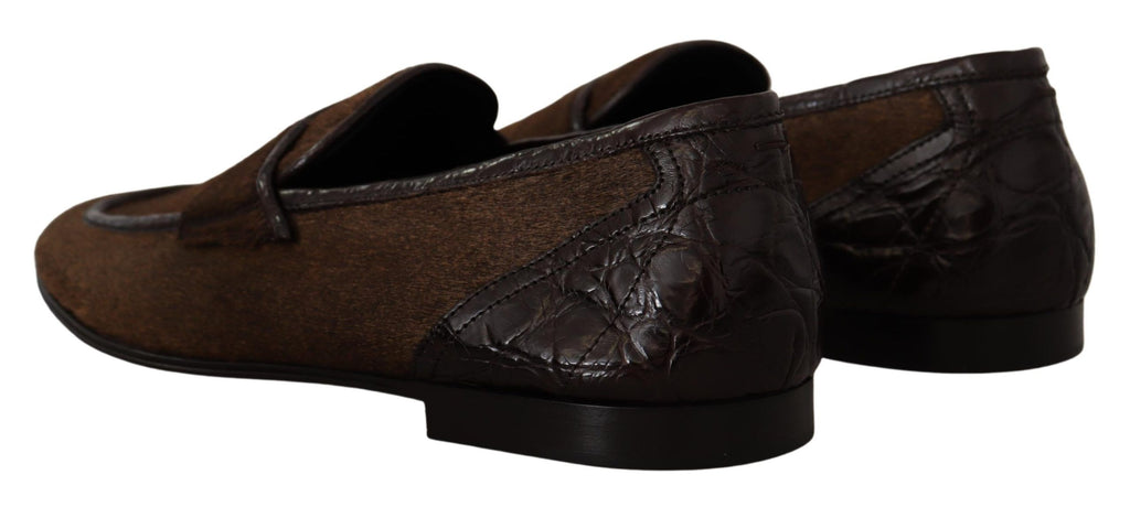 Schuhe Kleid Slipper Braun Leder Slipper