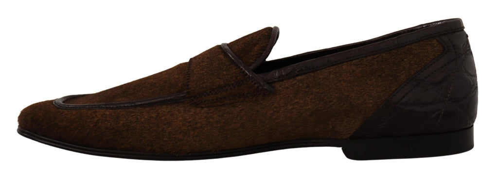 Schuhe Kleid Slipper Braun Leder Slipper
